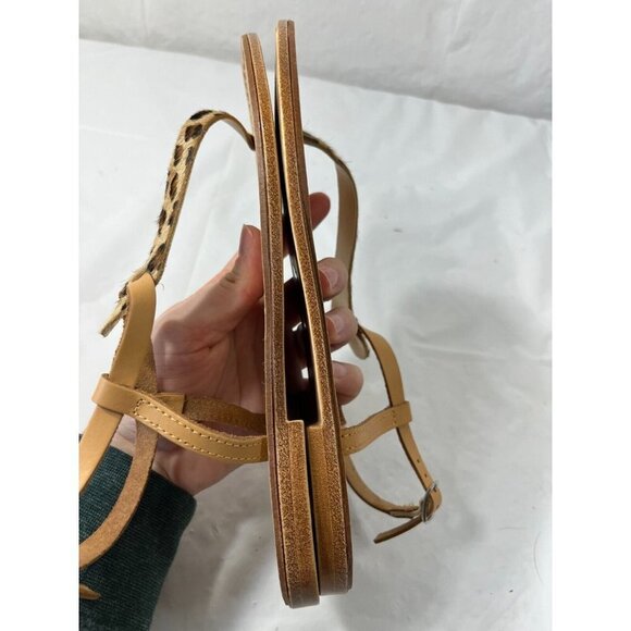 Sophia Milano Calf Hair Animal Print Leather Sandals, Size 8 - Picture 9 of 14